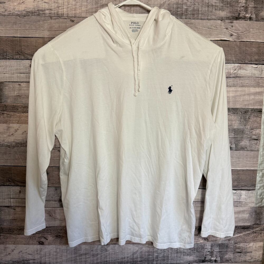 Polo Ralph Lauren Hooded T-Shirt Mens 2XL White Lightweight Cotton Pony